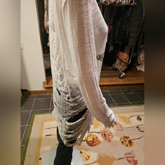 RARE ONE OF A KIND GO COUTURE LONG SLEEVE SHERIFF COUNTY SHIRT WITH DISTRESSING - Picture 9 of 10